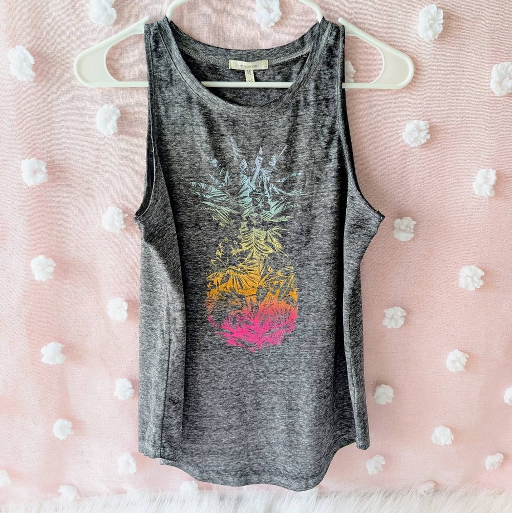 Maurices, Rainbow Pineapple, Grey, Women's, X-Small, Tank Top